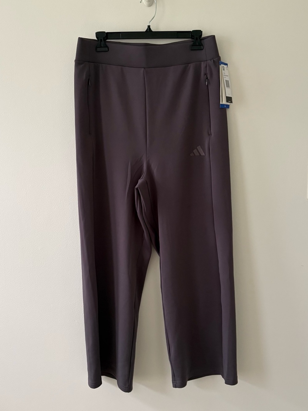 adidas Women’s Grey Plum Tone Athletic Wide Leg Pants